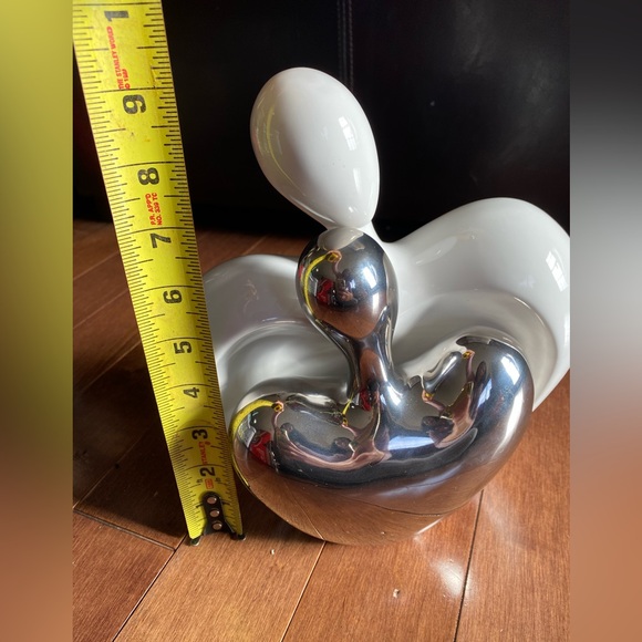 Hugging Couple Ceramic Sculpture,Silver Home Decor,Passionate Love Statue - Picture 3 of 8